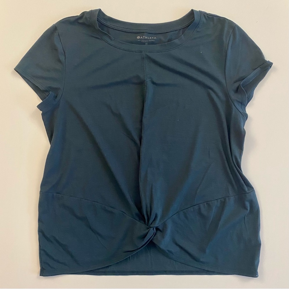 Athleta Twist Front Tee M Teal EUC